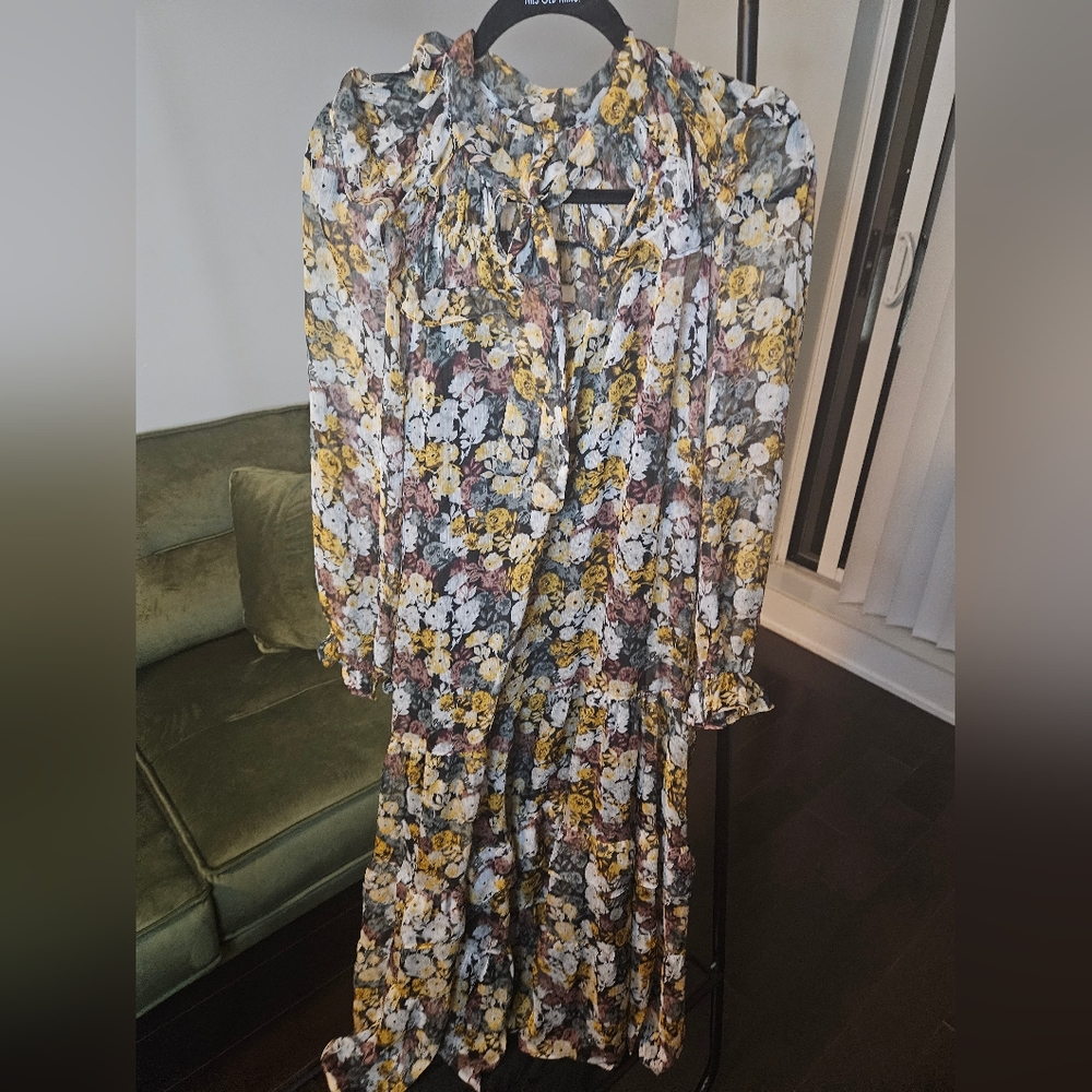 Maxi layered floral print dress